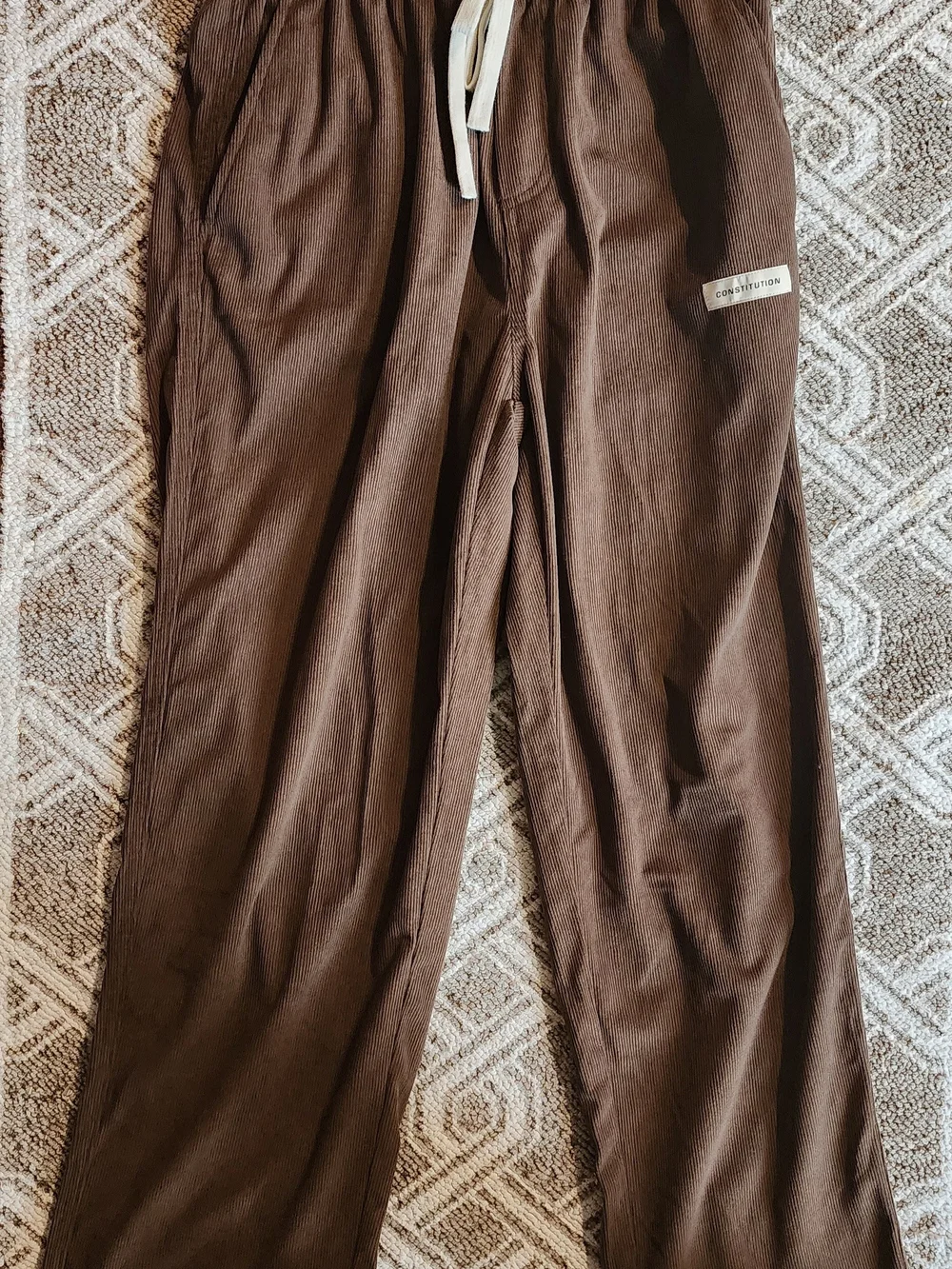 SHEIN Brown Corduroy Drawstring Jogger Pants